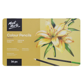 Set creioane colorate Premium, 36 bucăți, cutie metal