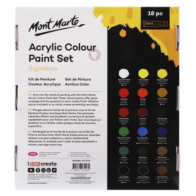 Набор красок акрил Colour paint 18 цветов х 36 мл