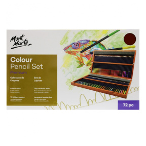 Set de creioane colorate Premium în cutie de lemn, 72 bucăți
