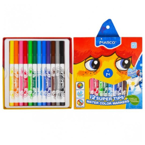 Фломастеры 12 Super Washable, Marco