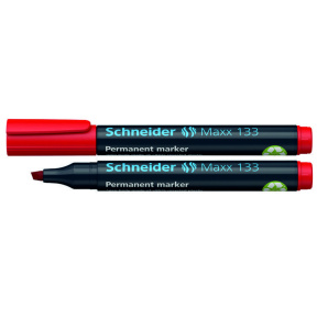 Маркер перманентный SCHNEIDER 133, скошенный,  красный