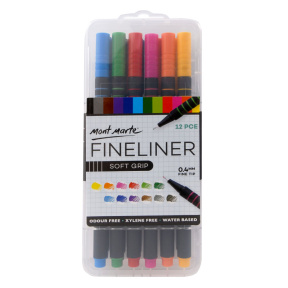 Set linere colore, 0.4 mm, Liner Soft Grip, 12 bucăți