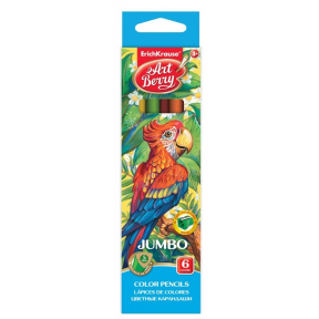 Creioane colorate ArtBerry Jumbo 6 culori + ascuțitoare