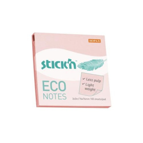 Bloc de hârtie pentru notițe 76x76mm/100f ECO, roz