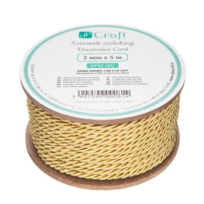 Cablu decorativ, 2mm×5m, auriu
