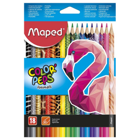 Set de creioane colorate Animals, 18 culori