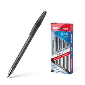 Pix cu gel Erich Krause 0,5 mm R-301 Magic Gel, negru, cu cerneala care se sterge