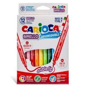 Набор фломастеров Carioca Birello, двусторонние, 12 цветов