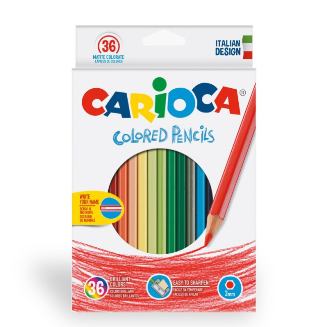 Карандаши цветные Carioca шестигр, 36 цветов