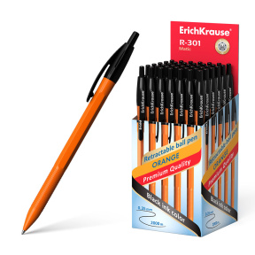 Pix bila cu buton Erich Krause 0.7mm,  R-301 Orange Matic negru