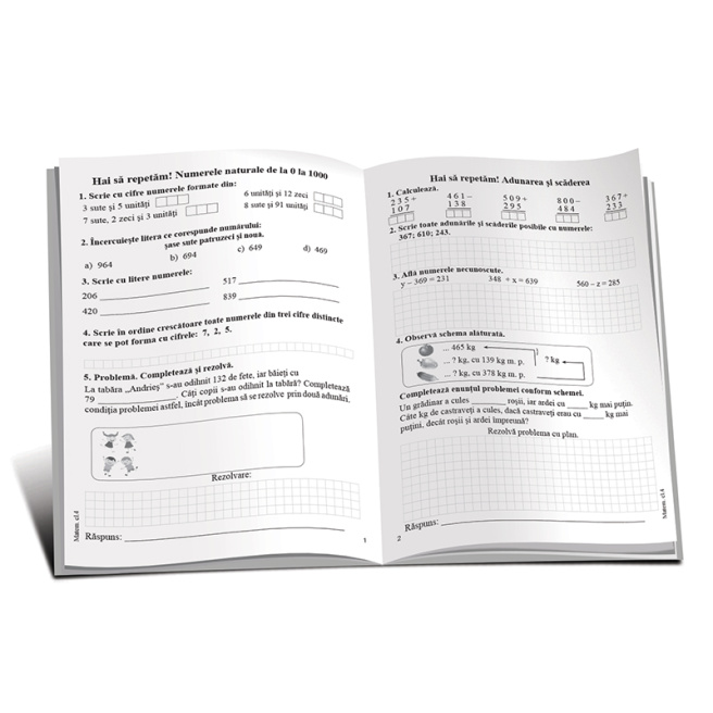 Caietul elevului la matematică cl.4