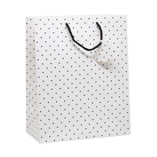 Pungă de cadouri cu buline 26,4х32,4х13,7 (mix 12 buc./pachet)