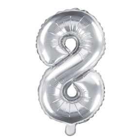 Шар фольгированный Цифра "8", серебро