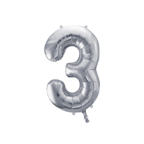 Шар фольгированный Цифра "3", серебро
