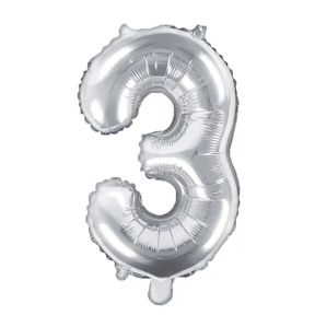 Balon de folie Cifra "3", argint