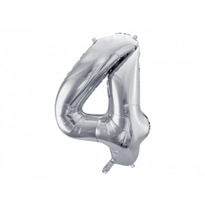 Balon de folie Cifra "4", argint