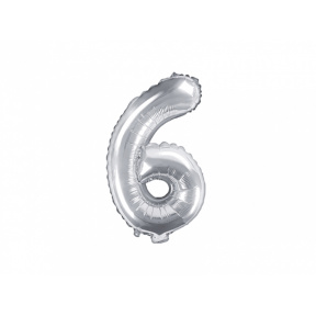 Balon de folie Cifra "6", argint