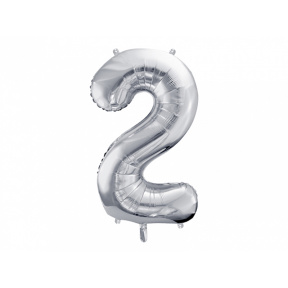 Balon de folie Cifra "2", argint