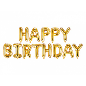 Шар фольгированный Happy Birthday, золото