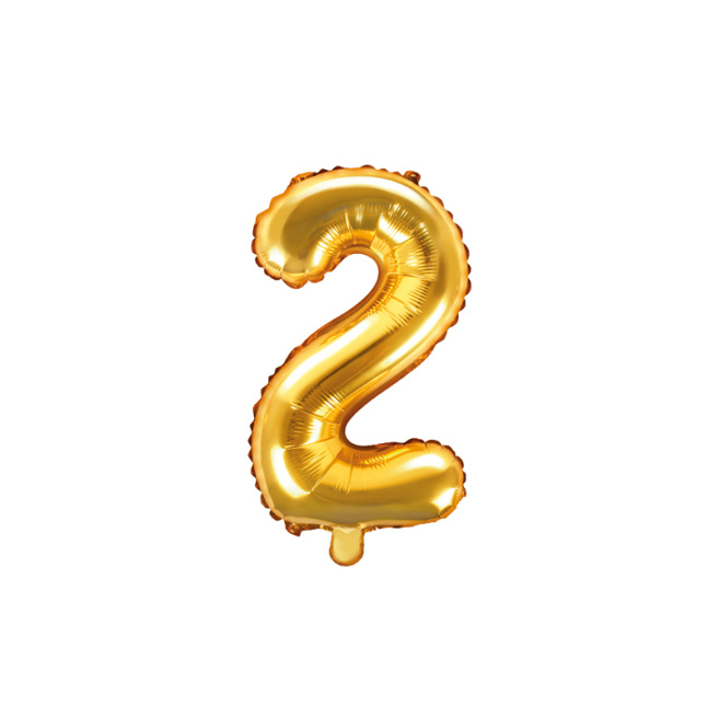 Balon de folie Cifra "2", 35 cm, aur