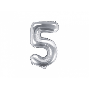 Шар фольгированный Цифра "5", серебро