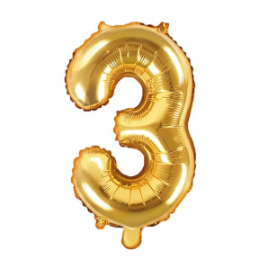 Шар фольгированный Цифра "3", золото