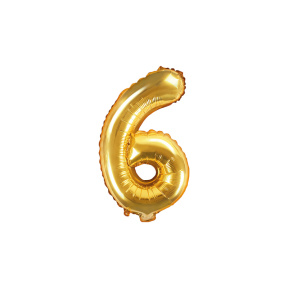 Шар фольгированный Цифра "6", золото
