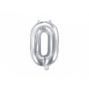 Шар фольгированный Цифра "0", серебро