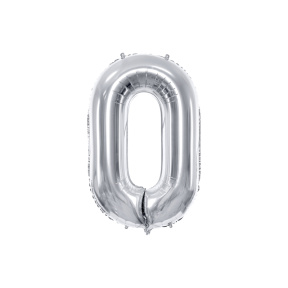 Шар фольгированный Цифра "0", серебро