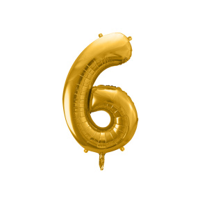 Шар фольгированный Цифра "6",  золото