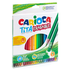 Creioane colorate Carioca Tita, care se șterg, 24 culori