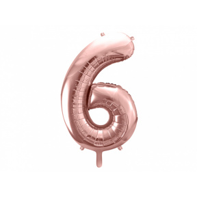 Шар фольгированный Цифра "6", розовое золото