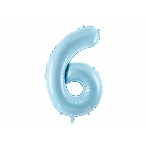 Balon de folie Cifra "6", albastru pal