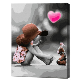 Девочка и плюшевый мишка, 40x50 см, картина по номерам