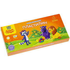 Пластилин Мульти-Пульти, 6 цветов, со стеком, 120г
