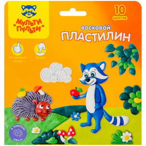 Пластилин Мульти-Пульти, 10 цветов, восковой, со стеком, 150г
