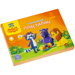 Пластилин Мульти-Пульти, 8 цветов, со стеком, 160г