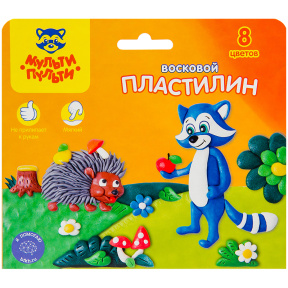 Пластилин Мульти-Пульти, 8 цветов, восковой, со стеком, 120г