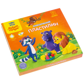 Пластилин Мульти-Пульти, 12 цветов, со стеком, 240г