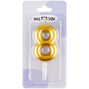 Lumânare pentru tort MESHU Cifra 8, 6 cm, aurie