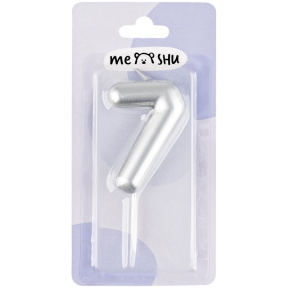 Lumânare pentru tort MESHU Cifra 7, 6 cm, argintie
