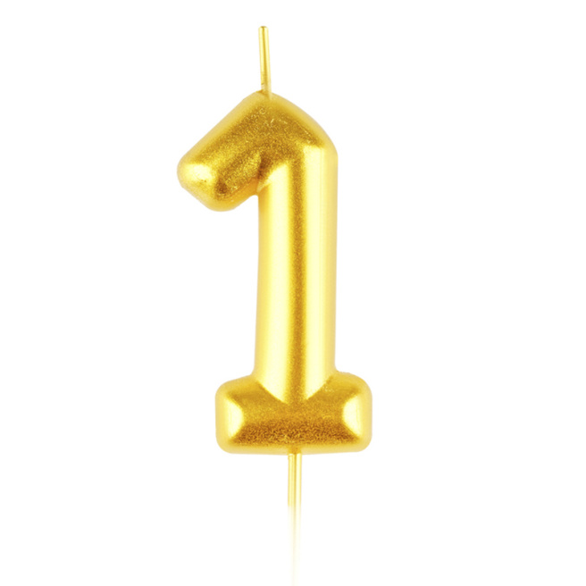 Lumânare pentru tort MESHU Cifra 1,6 cm, aurie