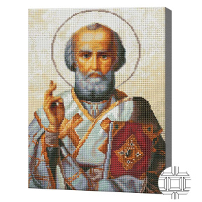 Icoana Sf. Nicolai Făcatorul de minuni, 40х50 cm, mozaic cu diamante pătrate