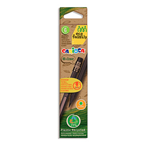 Creion Carioca EcoFamily, HB cu radieră, din lemn negru