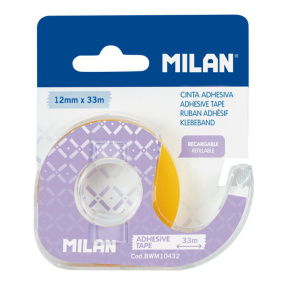 Banda adezivă 12mm x 33m MILAN transparentă în dispenser