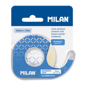 Bandă adezivă 19mm x 33m MILAN super transparent în dispenser