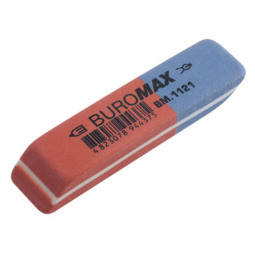 Ластик Buromax, скошенный комбинированный, красно-синий, (поштучно)