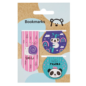 Набор закладок магнитных для книг, 3 штук, 75x115мм, MESHU "Cute friends"