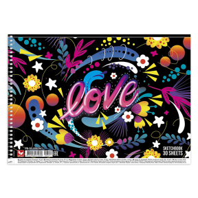 Альбом для рисования на спирали LOVE/WISH/PEACE, 30 листов