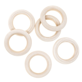 Inele macrame, lemn, 55 mm - 6 buc.